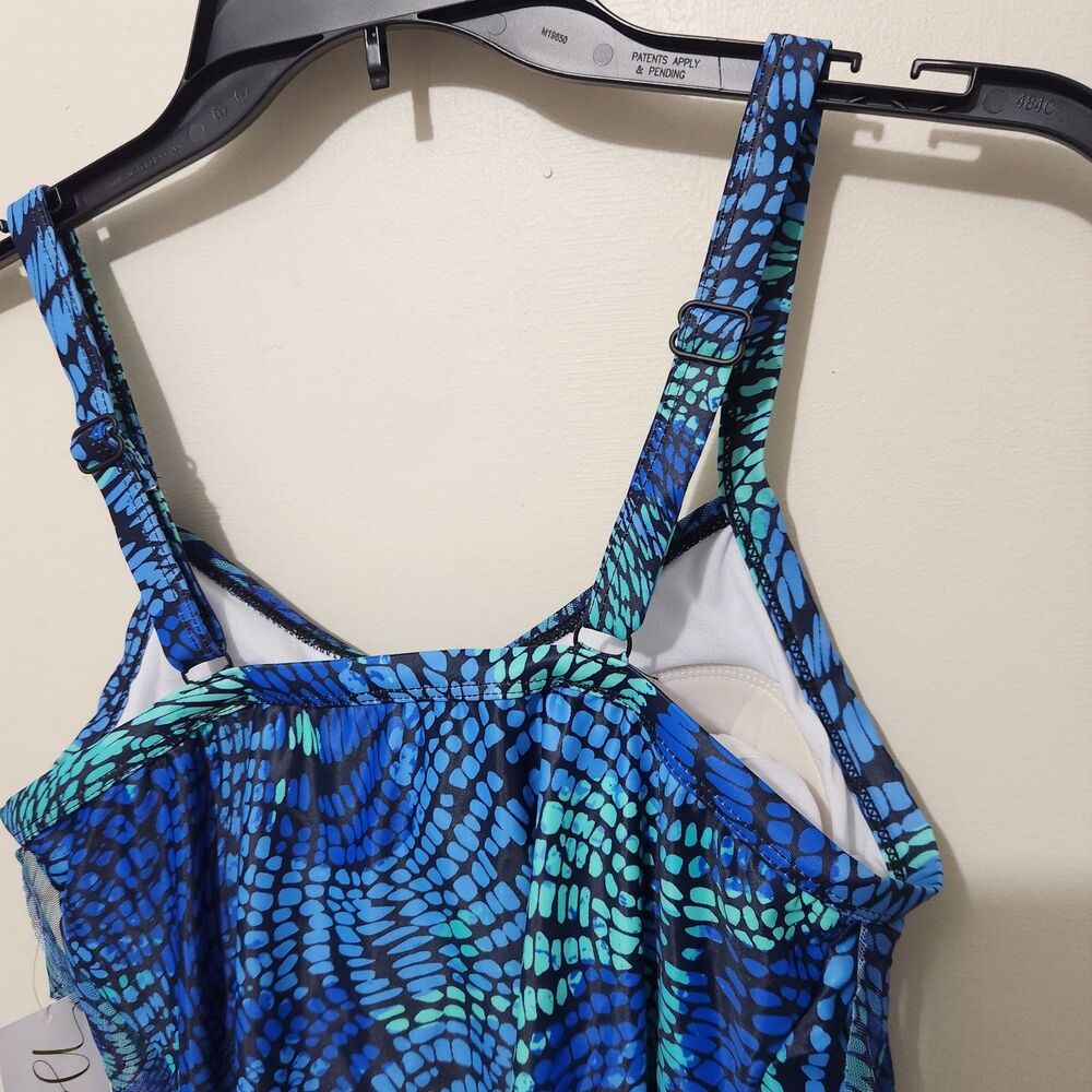Del Raya womens Tankini Top Size 10 Blue Layered - Picture 4 of 12